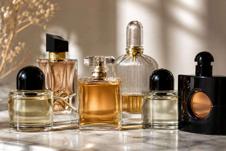 Elegancka fotografia perfum na marmurze
